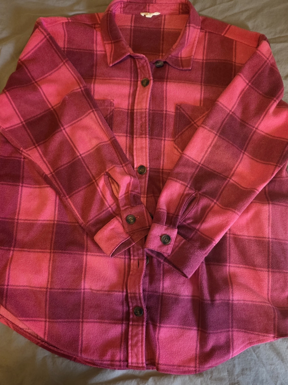 Maurices Hot Pink & Magenta Plaid Button-Down Shirt